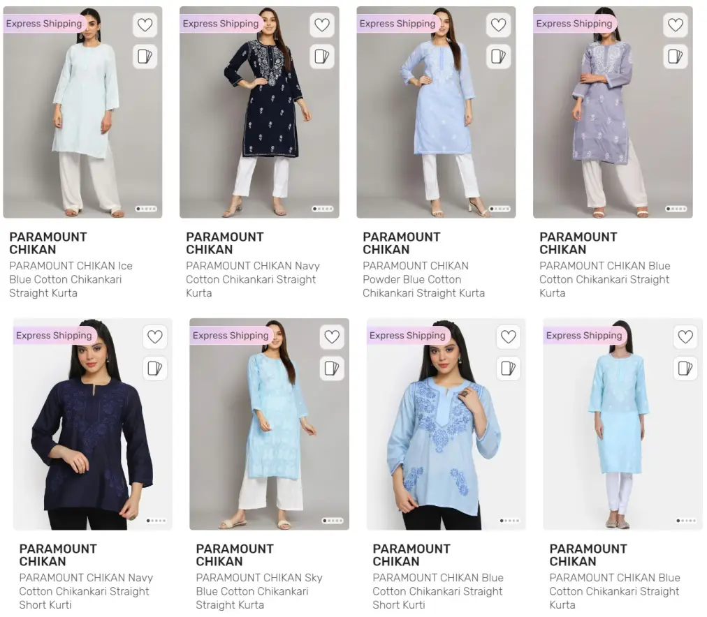 Blue Chikankari Kurta for Women from Tata Cliq
