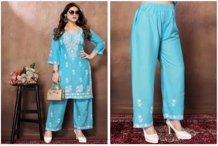 Blue Chikankari Kurta with Palazzo